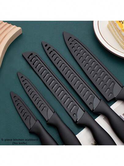 5pcs Black Chef Knife Protector Sleeves | Knife Guard Covers | Suitable For Professional Chefs Durable Knife Sheaths (Knives Not Included) For Outdoor And Kitchen Use | Protect Knives | Grill And Multi-Purpose Knife Storage | Stylish Knife Rack | PP Material Knife Sheath