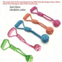 1pc/2pcs Random Color Rope Dog Toy - Chew And Play Ball For All Breeds, Pink, Blue, Orange, Or Peach, Fun Interactive Pet Activity