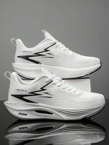 L.S.W.P Men's Road Running Shoes - Rubber Sole Cushioned Running Shoes - Suitable For Fitness, Jogging, Casual Wear - Lace-Up Design, Dual-Use For Daily And Sports - Lightweight Shock-Absorbing Shoes, Outdoor Activities, Fashionable Style, Wear-Resistant And Non-Slip, High-Efficiency Training Shoes