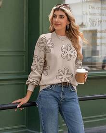 Sweaters Women Fall Fashion 2025 Long Sleeve Turtleneck Pullover Knit Sweater Tops - 花卡其色 - 查看 2