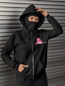 超大款长款拉链卫衣,可作拉法帽或口罩使用,双层连帽设计,适合秋冬季节,也适合度假、上学、居家、日常穿着、街头风、摄影、极简主义、Y2K、休闲、学院风、街头风、办公、可爱、性感等风格,适合秋季、冬季、圣诞节、新年等节日,可作外套、戏服穿着,时尚百搭的拉链卫衣。 - 黑色 - 查看 5