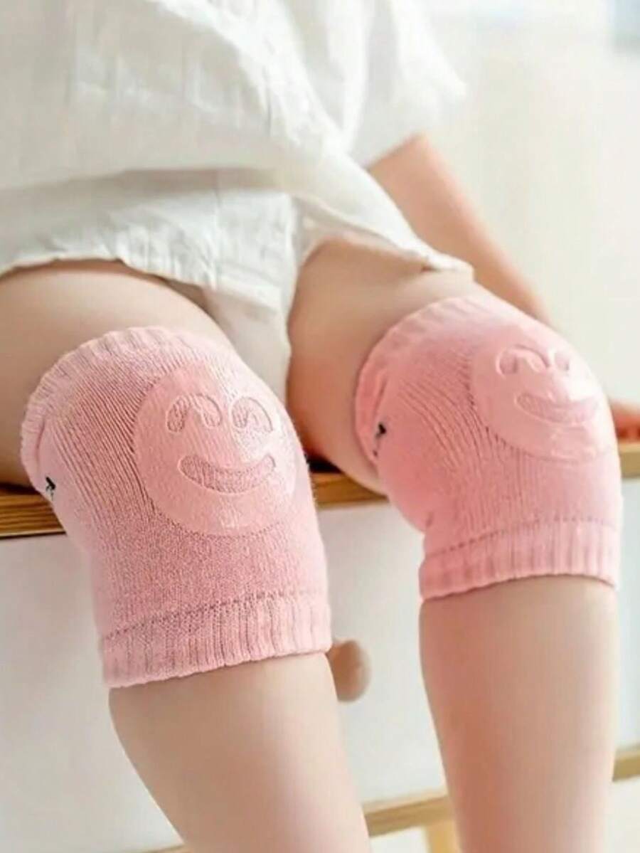 Joelheira Para Bebê Antiderrapante Confortável Par Infantil Engatinhar Proteção Criança Joelheira Bebe Engatinhar Infantil Proteção Para Joelhos Crianças Meias - Rosa Bebê - Visão 1