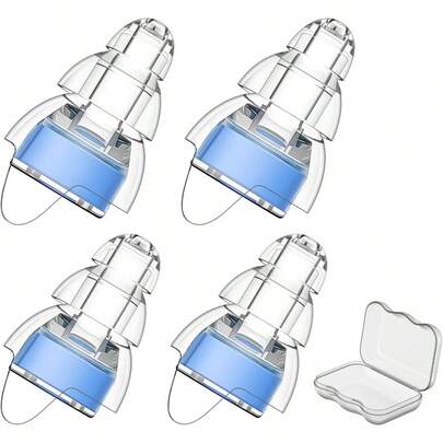 Ear Plugs Concert Noise Cancelling Silicon Earplugs 2 Pairs With Storage Case 24dB Noise ReductionBlue, Standard+Small