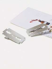 3pcs Punk Style Faux Razor Blade Hair Clips, Edgy Bangs Clips, Hairstyle Accessories, Hair Claws, Hair Slide, Hair Barrettes - 銀色 - 查看 5