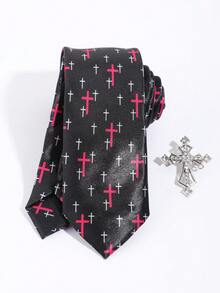2pcs/Set Men's Handmade Tie And Brooch Set, Suitable For Cosplay, Role-Playing, Photography