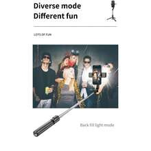 Portable Selfie Stick With Tripod, Dual Fill Lights (3 Color Temperatures, 6 Brightness Levels), Umbrella-Style Stable Stand, 1160mm Extended Pole, Reinforced Tripod, Bluetooth Remote Shutter, 360° Rotation For Landscape & Portrait, Compatible With Android & IOS Compatible With Iphone Android Phone For Summer Vacation, Travel, Fill Light, Outdoor Activities, Live Streaming Vacation Travlel Outdoor Activities Live Streaming Vlogging Equipment - Black - View 6