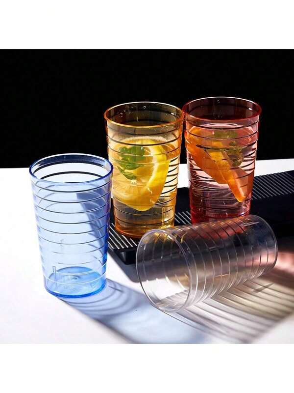 5 piezas de vasos de bebida irrompibles - Transparentes, reutilizables, apilables, ideales para bebidas frías, restaurantes, picnics al aire libre y desayunos, vajilla de picnic | Vajilla transparente | Vasos reutilizables