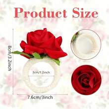 10pcs Rose Napkin Rings For Valentine's Day, Artificial Rose Napkin Rings, Handmade Flower Napkin Rings, Fake Rose Flower Napkin Rings For Wedding Table Decor, Suitable For Valentine's Day Party