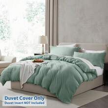 Soft Prewashed California King Duvet Cover Set, 3 Piece, Zipper Closure, 104x98 Inches Duvet Cover And 2 Pillow Shams - No Comforter,  In 2025 - 鼠尾草綠(無被子) - 查看 2