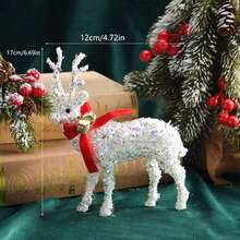 1 pièce Décoration de renne de Noël étincelante blanche, centre de table de Noël, décoration pour vitrine de Noël, convient pour la décoration de fête de Noël et du Nouvel An, décoration de maison et de chambre, ambiance des fêtes, cadeau de Noël, décoration d'anniversaire, de mariage, d'action de grâce, décoration de vacances