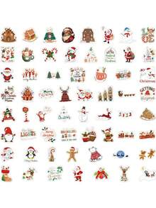 120 pezzi di adesivi a tema natalizio con disegni festivi come Babbo Natale, pupazzi di neve e alberi di Natale; ideali per incartare regali, decorazioni familiari per le vacanze, scrapbooking fai-da-te - Multicolore - Visualizzare 5