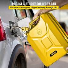 Jerry Fuel Can, 5.3 Gallon/ 20 L Portable Jerry Gas Can With Flexible Spout System, Rustproof And Heat - Resistant Steel Fuel Trucks Equipment, Yellow