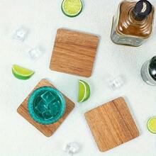 5pcs Wooden Coasters, Round And Square Cup Mats For Tea And Coffee, Heat Insulation Coasters, Suitable For Bar, Kitchen, Home, Dining Table Decor, Halloween, Thanksgiving, Christmas, New Year Gifts