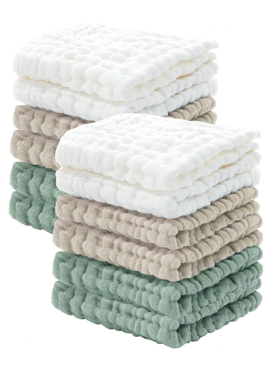12pcs Baby Washcloths, 12x12 Inches Muslin Washcloths Baby,Cotton Burp Cloths, Extra Absorbent And Soft Wash Clothes For Newborns,Baby Washcloths,Muslin Burp Cloths,Burp Cloths - Nhiều màu - Xem 1