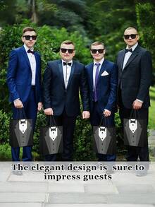 Complete 1/6 Person Groomsmen Gift Set With Individual Kits For The Wedding Party Includes A Hip Flask Glasses Bottle Opener Socks Funnel Glass And Carry Bag For A Memorable Celebration Event - 黑色 - 查看 6