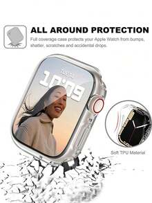 Transparent Protective Case, Compatible With Series 46mm, 49mm, 45mm, 44mm, 41mm, 40mm, 42mm, 38mm, Soft High-Definition High-Sensitivity Screen Protector, TPU Full-Wrap Shock-Proof Protective Case, Compatible With Series Ultra 10, 9, SE2, 8, 7, 6, SE 5, 4, 3, 2, 1 And Other Models. Accessories - Clear - View 5