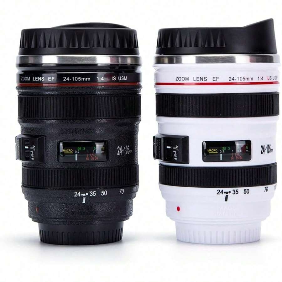 Camera Lens Coffee Mug,Stainless Steel Insulated Tumbler Cup Novelty Gifts Lovers Friends Couple Valentine's Day Gifts Photographer Birthday Present Camera Accessories