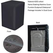 - Funda protectora para lavadora de carga superior, resistente al polvo, impermeable, color negro L - 22x 23.5x 35.5 pulgadas - L-22x23.5x35.5 pulgadas - Ver 5