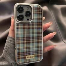 DECOPHONE Husă de telefon cu model vintage în carouri, compatibilă cu Apple 16 Pro Max, New Apple 17, Premium 15 Pro, Creative 13, complet acoperită 14, Niche 12, TPU 11, 8 Plus pentru bărbați, 7 pentru femei, husă XS Max.