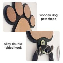 1pc Thickened Pet Leash Storage Hook, Dog Paw Pattern Multifunctional Rustic Wooden Hook Suitable For Pet Supplies Storage, Towel & Clothes Hanger