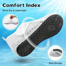 Scurtain Barefoot Water Shoes For Women Men Beach Swim Aqua Socks Summer Quick-Dry Sandals Slippers - 網狀白色 - 查看 6