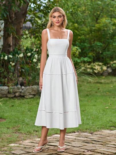 PARTHEA Backless Lace Spliced Ruched Bodycon Cami Elegant Dress(Zipper,Sexy,Elastic Force)