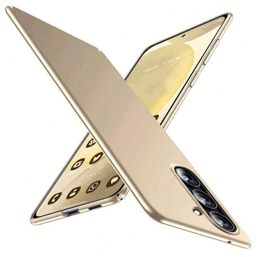 Ultra-dünne harte matte Handyhülle kompatibel mit Samsung Galaxy A16, A26, A36, A56, A15, A55, A35, A14, A54, S21, S22, S23, S24, S25 Ultra Plus, S21, S23, S24 FE, S25 FE und kompatibel mit iPhone 17 Pro, 17 Pro Max, 17 Air und 17 Zoll Modellen. - Gold - Übersicht 1
