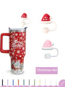 2/8 piezas Cubiertas de pajita navideñas, Cubiertas de pajita reutilizables, Lindos tapones para pajitas de taza, Cubiertas de pajita de silicona sin plástico, Cubiertas de pajita kawaii para fiestas