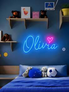 1pc Customized Neon Light Decor Lamp, Personalized With Name Or Phrase, USB Powered, Dimmable - INS Style Wall Decor Light, Minimalist & Fashionable - Romantic Lighting, Suitable For Halloween, Thanksgiving, Christmas, Bedroom, Women, Girls, Wedding, Birthday And More - Hot Pink - View 5
