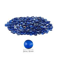 Fire Glass, 20LBS / 9KG High-Temperature Resistant Fireplace Rocks, 3/4-Inch / 19.05 Mm Reflective & Smokeless Firepit Glass Beads, High Luster Stone Landscaping For Fire Pit Table, Cobalt Blue - Xanh coban 20 lbs - Xem 10
