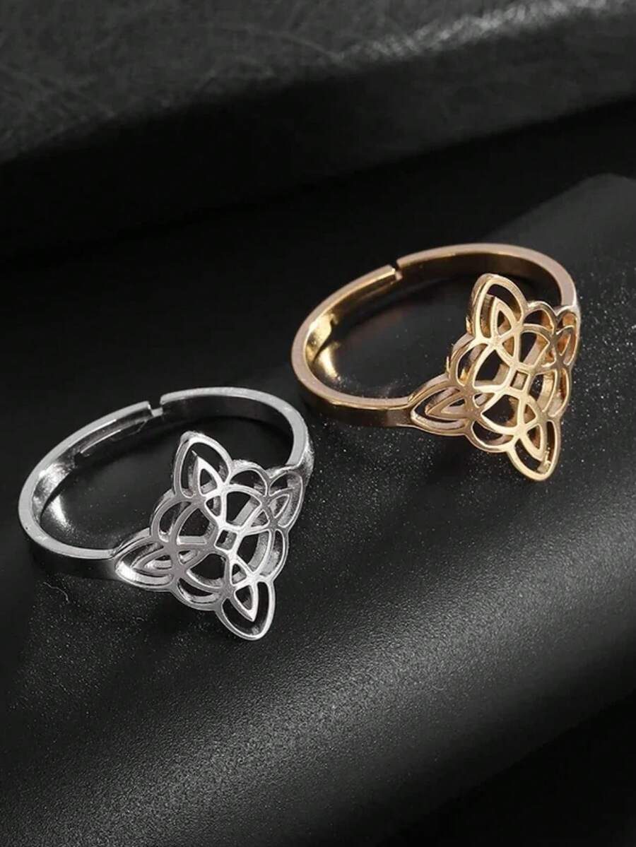 SeuSuk 1pc Stainless Steel Witch Knot Adjustable Ring, Fashion Amulet Jewelry For Women, Casual Party Jewelry Gift - The New - View 1