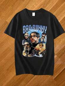 Popular Autumn UN VERANO SIN TI Bads Bunny T Shirt Men Women Fashion Hip Hop Music Albums Short Sleeve Plus Size T Shirt Unisex,Disfraz De Halloween Hombre,Men Fall Clothes,Y2K,Nightmare Before Christmas - Black - View 1