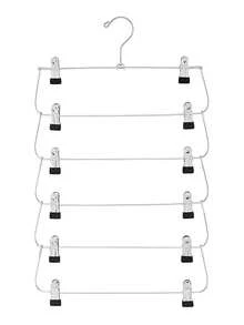 6 couches Cintre à pantalon pliable en acier inoxydable, Ensemble de cintres à jupes, Organisateur de vêtements multi-niveaux économe en espace pour armoire et placard, Convient pour les jeans, les jupes et plus, Construction en métal pour une organisation efficace de la garde-robe