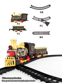 Zestaw torów elektrycznych w stylu retro – klasyczna lokomotywa parowa ze światłami i dźwiękami, zabawka kolejowa, symulacja pociągu do samodzielnego montażu, idealna dla chłopców i dziewcząt do kreatywnej zabawy, prezent na Boże Narodzenie, Halloween i urodziny