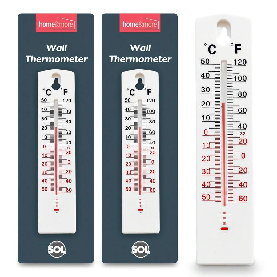 SOL 2pk Wall Thermometer, Indoor And Outdoor Room Temperature Monitor, Easy-To-Mount Design For Easy Installation On Any Wall, Durable Design, Precise & Accurate Readings For Home & Greenhouse - White - View 1