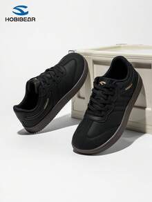 HOBIBEAR 1 paire de chaussures de sport pour l'automne/l'hiver, chaudes et imperméables, chaussures barefoot unisexes avec large, semelle en caoutchouc souple, chaussures de marche nordique confortables, chaussures d'entraînement allemandes pour adolescents, noir - Noir - Voir 3