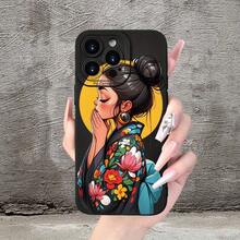 Funda de teléfono móvil con tema de kimono japonés, patrón creativo, simple, único, divertido, genial, moderno, para hombres y mujeres, con textura mate de ojo de ángel para iPhone 16 15 14 13 12 11 XS XR X 7 8 Plus Pro Max Mini, enviar a amigos, familia, novio, novia - Mezcla de colores - Ver 9