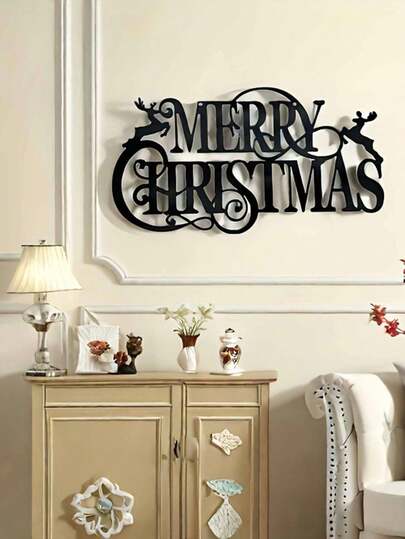 1 Stück Fröhliche Weihnachten Metall Wanddekoration - Klassisches Feiertags-Hängeornament, geeignet für Zuhause, Küche, Wohnzimmer,langanhaltendanglebig, ohne Strombedarf, federfreie Weihnachtsdekoration