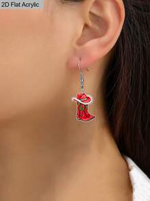 1 Pair Chic Red Christmas Hat Boots Acrylic Earrings For Women Christmas Earrings Novelty Fashion Earrings Jewelry Perfect For Holiday Party Banquets And Daily Activities Christmas Gifts For Women