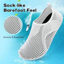 Scurtain Barefoot Water Shoes For Women Men Beach Swim Aqua Socks Summer Quick-Dry Sandals Slippers - 網狀白色 - 查看 4
