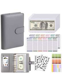 1 buc PU piele A6 planificator organizator portofele buget binder cu plicuri de numerar buzunare fermoar buget husă binder pentru bugetarea și organizarea numerarului