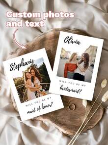 1pc Customized "Will You Be My Bridesmaid?" Card, Personalized Couple Photo, Personalized Bridesmaid Invitation Card (With Photo), Printable Bridesmaid Card, Modern Minimalist "Be My Bridesmaid" Card - Multicolor - View 2