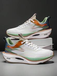 L.S.W.P Men's Road Running Shoes - Rubber Sole Cushioned Running Shoes - Suitable For Fitness, Jogging, Casual Wear - Lace-Up Design, Dual-Use For Daily And Sports - Lightweight Shock-Absorbing Shoes, Outdoor Activities, Fashionable Style, Wear-Resistant And Non-Slip, High-Efficiency Training Shoes