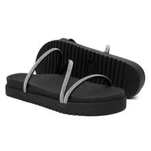 Sandalia Feminina Papete Feminina Birken Tiras Em Strass