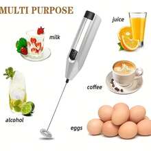 Stainless Steel Handheld Foam Maker - Multi-Purpose Milk Frother, Suitable Coffee, Latte, Smoothies, Eggs, And Keto Drinks - Battery Operated (AA Batteries Not Included), Multi-Functional Blender|Portable Blender|Precision Stirrer