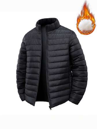 男士夹棉大衣，休闲轻便男士外套，立领，百搭