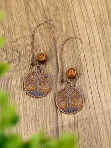 Tree Charm Earrings - 咖啡棕 - 查看 4