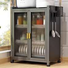 Armario de Almacenamiento de Platos de Metal para Cocina de 3 Niveles, con Plato de Drenaje y 4 Ganchos para Colgar Cucharas, Organizador Multifuncional de Cocina, Extensión de Encimera para Platos y Boles, para Organización y Almacenamiento de la Encimera de Cocina en Casa - Negro - Ver 8