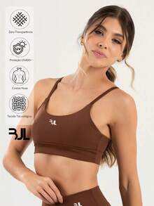 Women's Fitness Strap Top ZERO TRANSPARENCY Basic With Lining, Entry For Training, Gym, Yoga, Bodybuilding - Rỉ Nâu - Xem 3