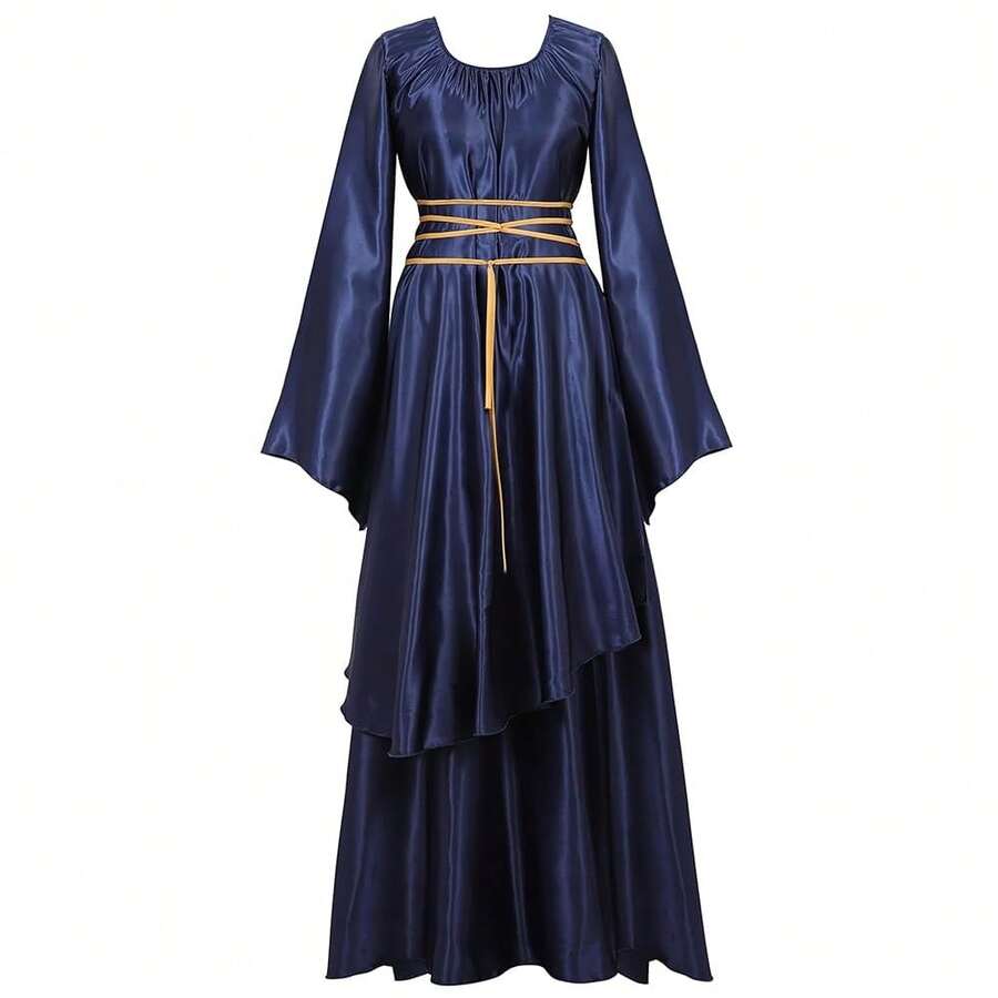 Zhitunemi Renaissance Costume Women Plus Size Medieval Dress Halloween Costumes Gothic Gown{"Size_name":"Medium","Color_name":"DeepBlue"} - 深藍 - 查看 1